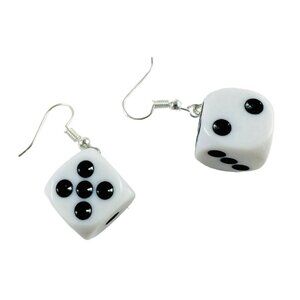 Let's get lucky! Super cute lucky dice earrings in clear White. NEW